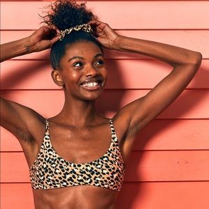 Aerie Leopard Scoop Bikini Top